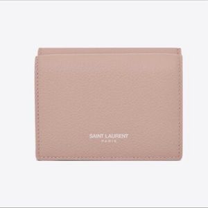YSL TINY WALLET IN GRAINED LEATHER IN LIGHT PINK